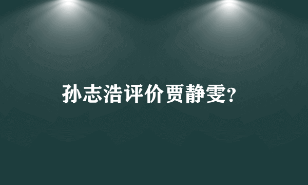 孙志浩评价贾静雯？