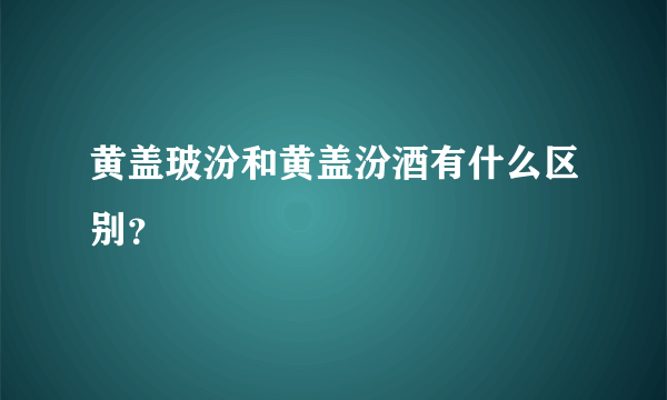 黄盖玻汾和黄盖汾酒有什么区别？