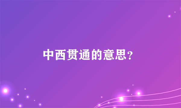 中西贯通的意思？