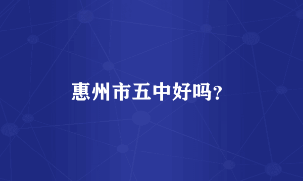 惠州市五中好吗？