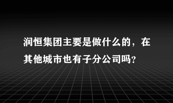 润恒集团主要是做什么的，在其他城市也有子分公司吗？