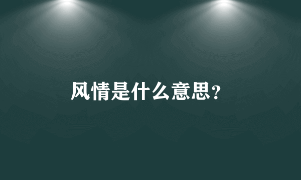 风情是什么意思？