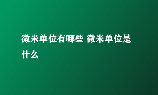 微米单位有哪些 微米单位是什么