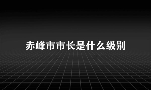 赤峰市市长是什么级别