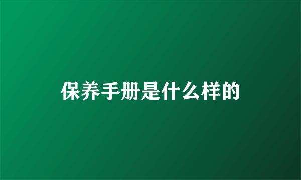 保养手册是什么样的