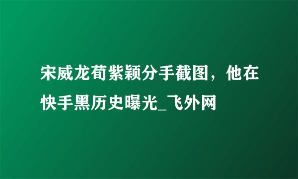 宋威龙荀紫颖分手截图，他在快手黑历史曝光_飞外网