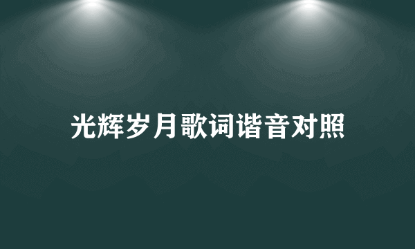 光辉岁月歌词谐音对照