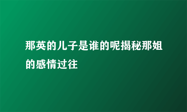 那英的儿子是谁的呢揭秘那姐的感情过往