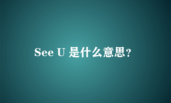 See U 是什么意思？