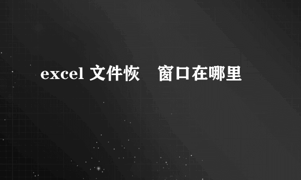 excel 文件恢復窗口在哪里