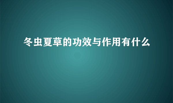 冬虫夏草的功效与作用有什么