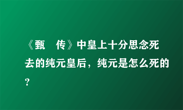 《甄嬛传》中皇上十分思念死去的纯元皇后，纯元是怎么死的？