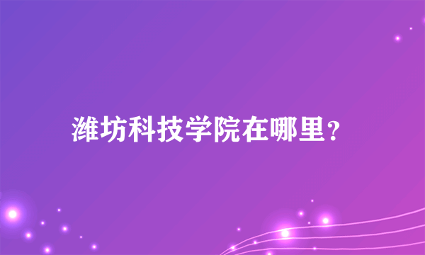 潍坊科技学院在哪里？