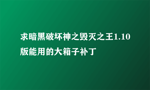 求暗黑破坏神之毁灭之王1.10版能用的大箱子补丁