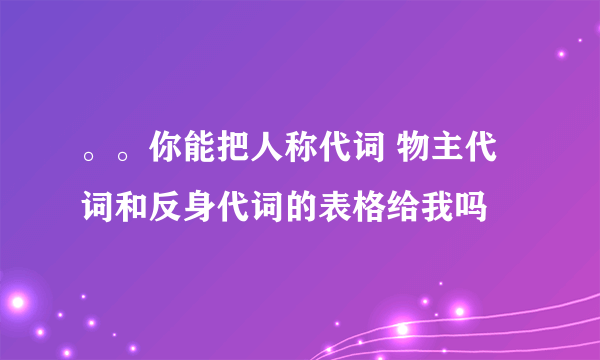 。。你能把人称代词 物主代词和反身代词的表格给我吗