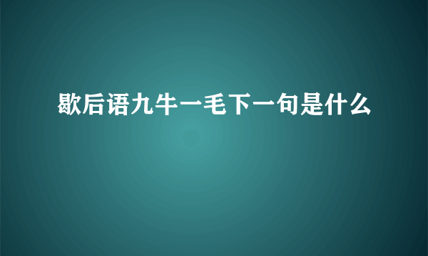 歇后语九牛一毛下一句是什么