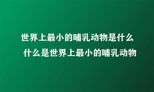 世界上最小的哺乳动物是什么 什么是世界上最小的哺乳动物