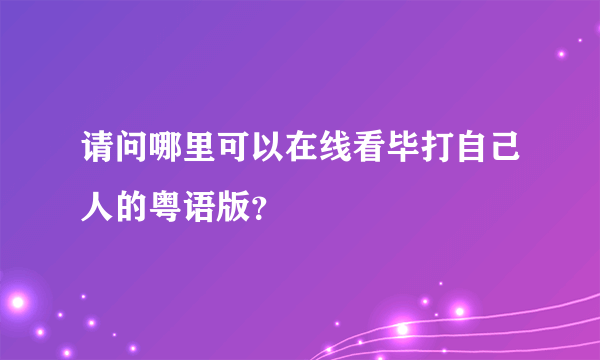 请问哪里可以在线看毕打自己人的粤语版？