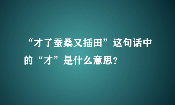 “才了蚕桑又插田”这句话中的“才”是什么意思？