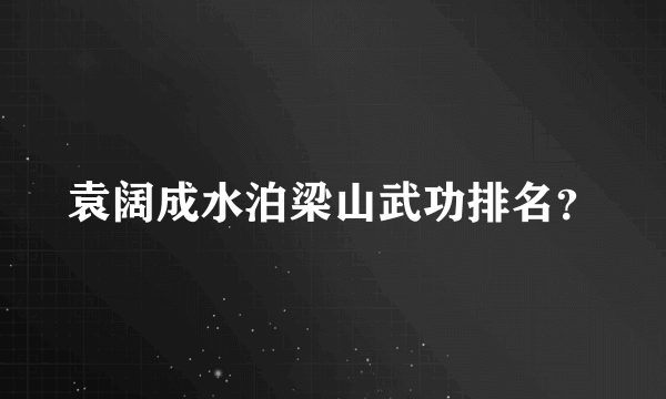 袁阔成水泊梁山武功排名？