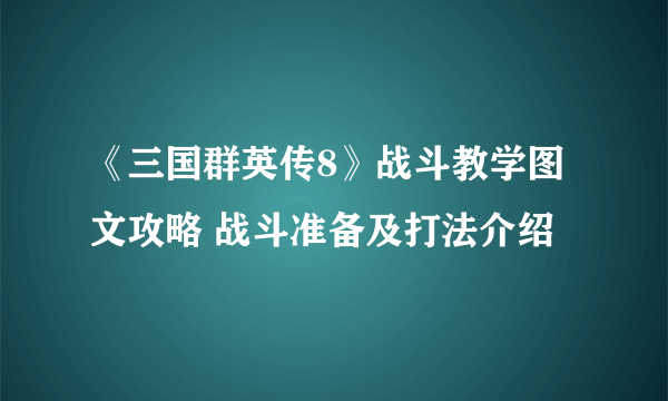 《三国群英传8》战斗教学图文攻略 战斗准备及打法介绍