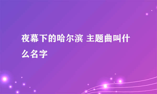 夜幕下的哈尔滨 主题曲叫什么名字