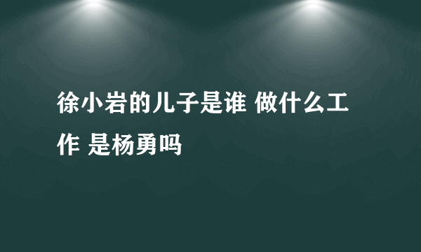 徐小岩的儿子是谁 做什么工作 是杨勇吗