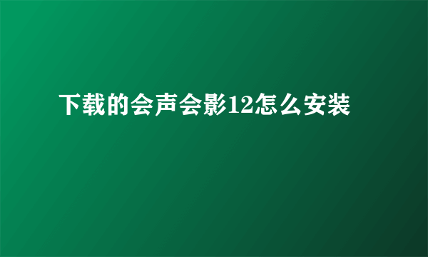 下载的会声会影12怎么安装