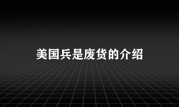 美国兵是废货的介绍