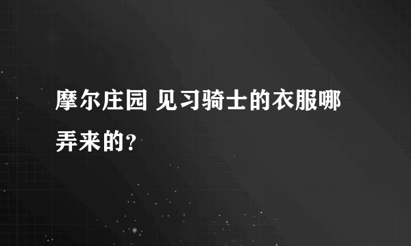 摩尔庄园 见习骑士的衣服哪弄来的？