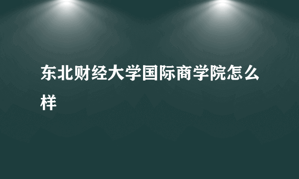 东北财经大学国际商学院怎么样