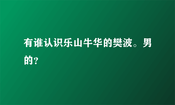 有谁认识乐山牛华的樊波。男的？