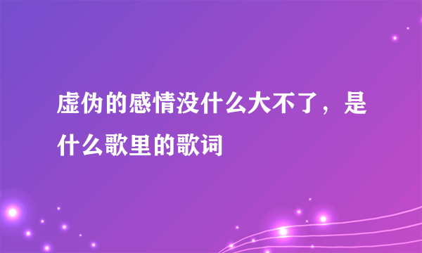 虚伪的感情没什么大不了，是什么歌里的歌词