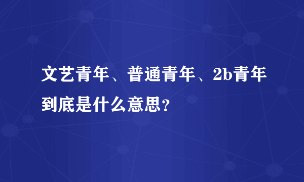 文艺青年、普通青年、2b青年到底是什么意思？