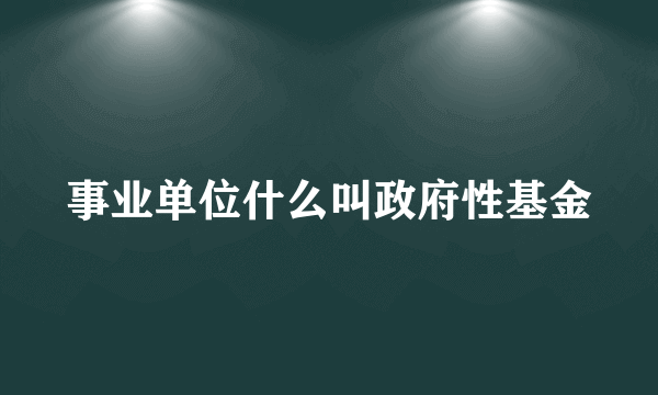 事业单位什么叫政府性基金