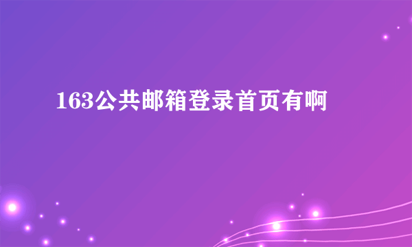 163公共邮箱登录首页有啊