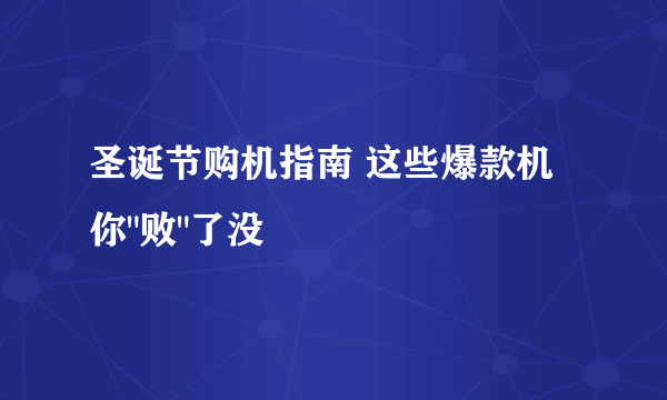 圣诞节购机指南 这些爆款机你