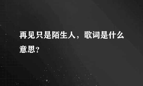 再见只是陌生人，歌词是什么意思？