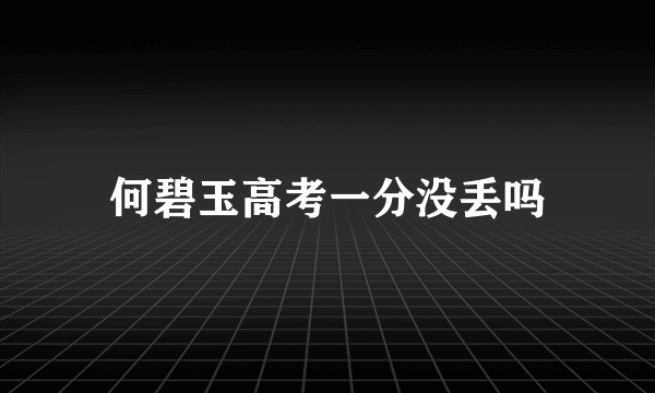 何碧玉高考一分没丢吗