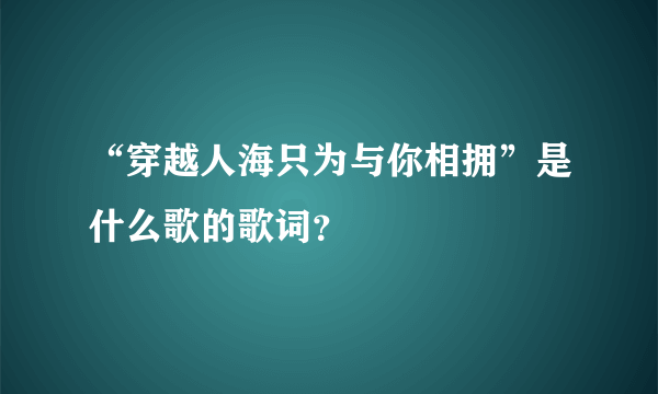 “穿越人海只为与你相拥”是什么歌的歌词？