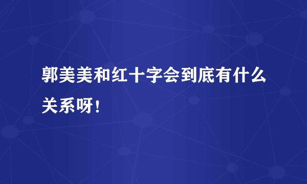 郭美美和红十字会到底有什么关系呀！