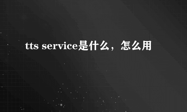 tts service是什么，怎么用