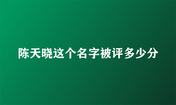 陈天晓这个名字被评多少分