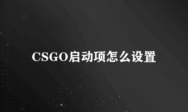 CSGO启动项怎么设置