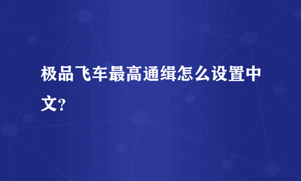 极品飞车最高通缉怎么设置中文？