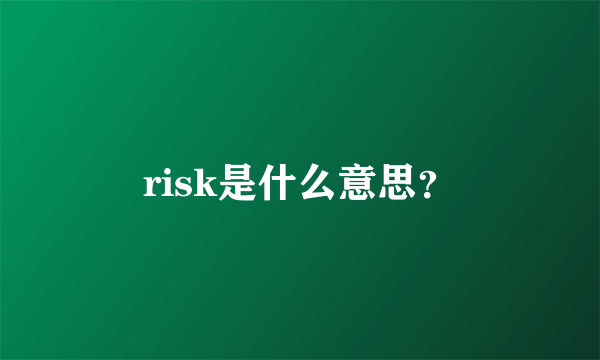 risk是什么意思？