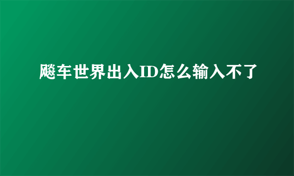 飚车世界出入ID怎么输入不了