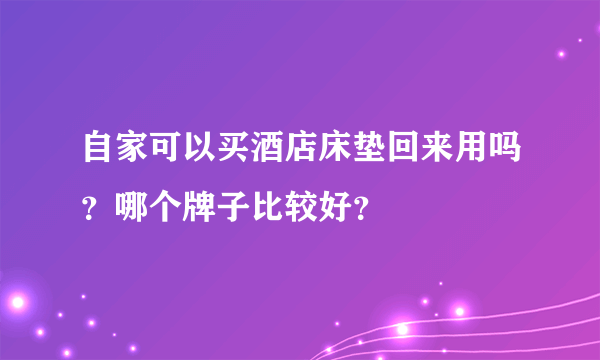 自家可以买酒店床垫回来用吗？哪个牌子比较好？