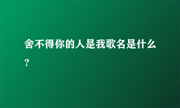 舍不得你的人是我歌名是什么？