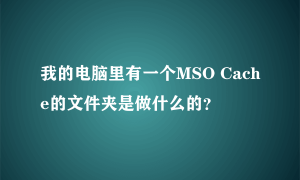 我的电脑里有一个MSO Cache的文件夹是做什么的？